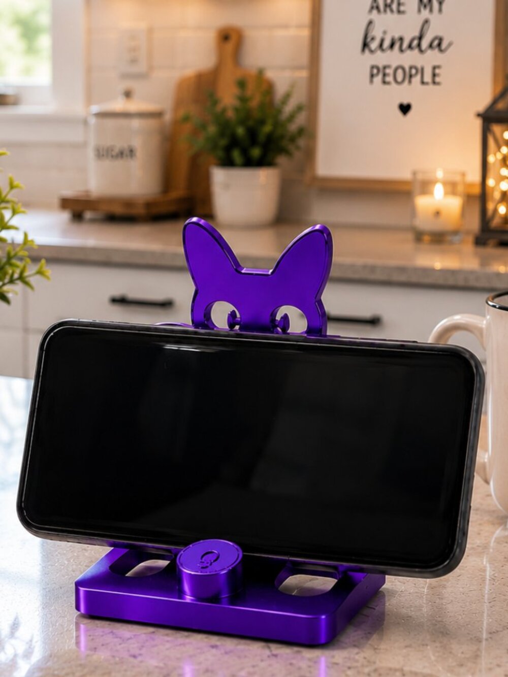 Kitty Cat Purple Metallic Phone Holder
